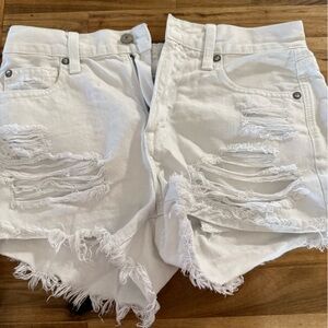 American Eagle Outfitters White Distressed Jean Shorts